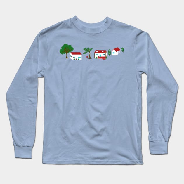 Retro Levittown Dreams Long Sleeve T-Shirt by LochNestFarm